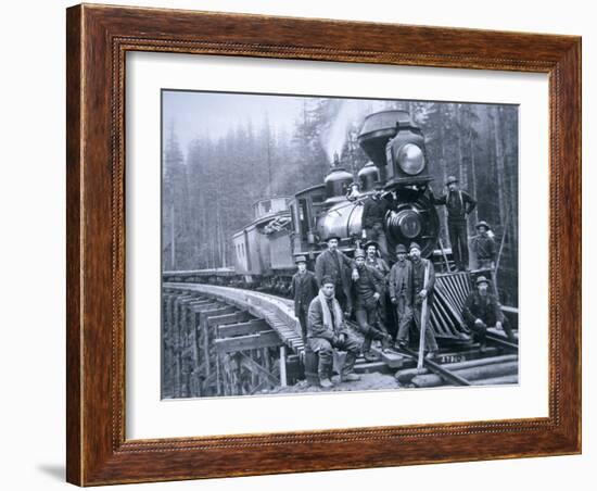 Railroad Construction Crew, 1886-null-Framed Photographic Print