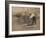 Railroad Construction Worker Straightening Track, c.1862-Andrew J^ Johnson-Framed Photo