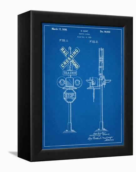 Railroad Crossing Signal Patent-null-Framed Stretched Canvas