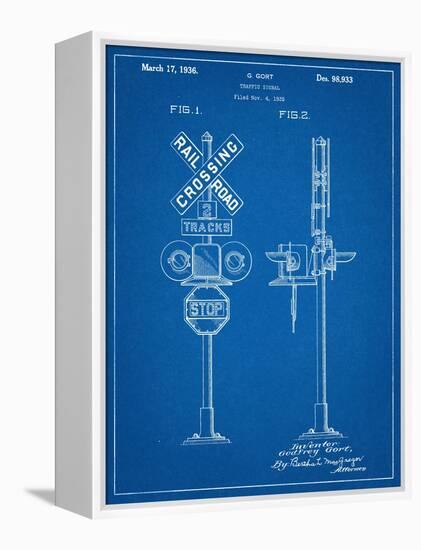 Railroad Crossing Signal Patent-null-Framed Stretched Canvas