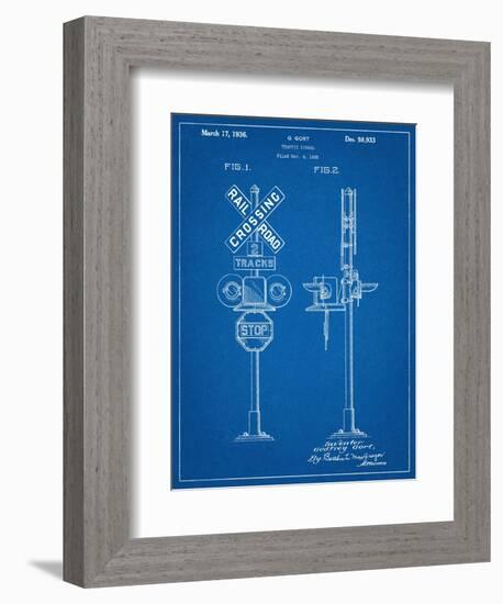 Railroad Crossing Signal Patent-null-Framed Premium Giclee Print