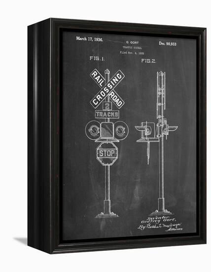 Railroad Crossing Signal Patent-null-Framed Stretched Canvas