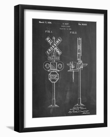 Railroad Crossing Signal Patent-null-Framed Art Print