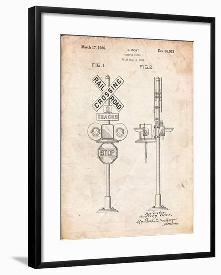 Railroad Crossing Signal Patent-Cole Borders-Framed Art Print