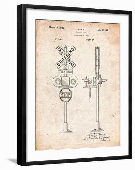 Railroad Crossing Signal Patent-Cole Borders-Framed Art Print