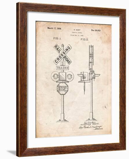 Railroad Crossing Signal Patent-Cole Borders-Framed Art Print