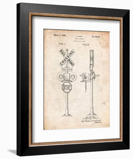 Railroad Crossing Signal Patent-Cole Borders-Framed Art Print