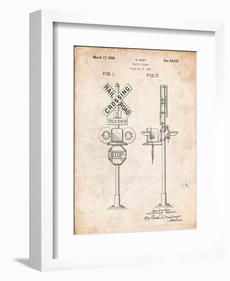 Railroad Crossing Signal Patent-Cole Borders-Framed Art Print