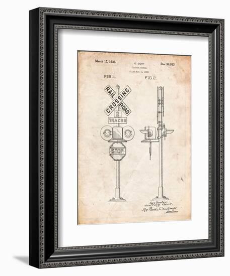 Railroad Crossing Signal Patent-Cole Borders-Framed Art Print