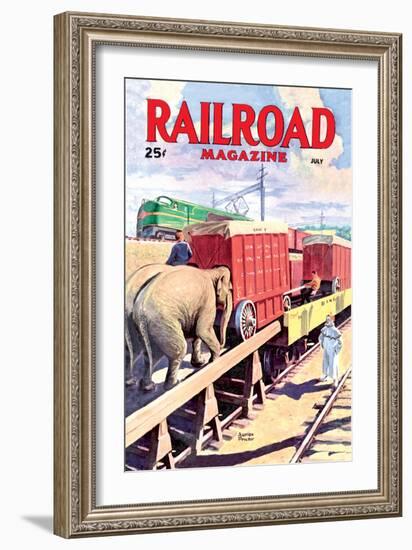 Railroad Magazine: The Circus on the Tracks, 1946-null-Framed Art Print