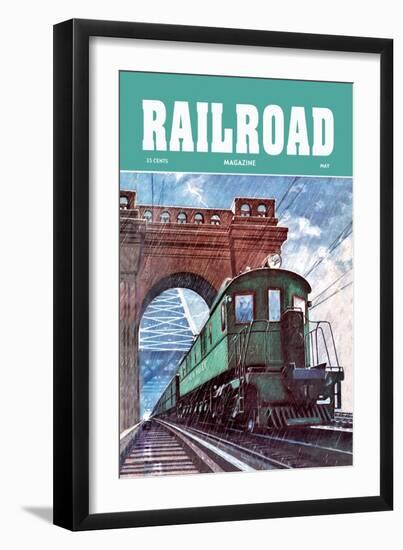 Railroad Magazine: Through the Storm, 1949-null-Framed Art Print