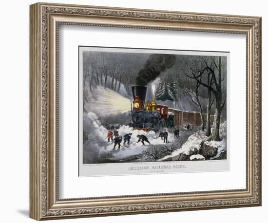 Railroad Snow Scene, 1872-Currier & Ives-Framed Giclee Print