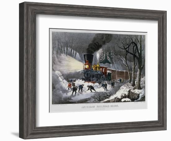 Railroad Snow Scene, 1872-Currier & Ives-Framed Giclee Print