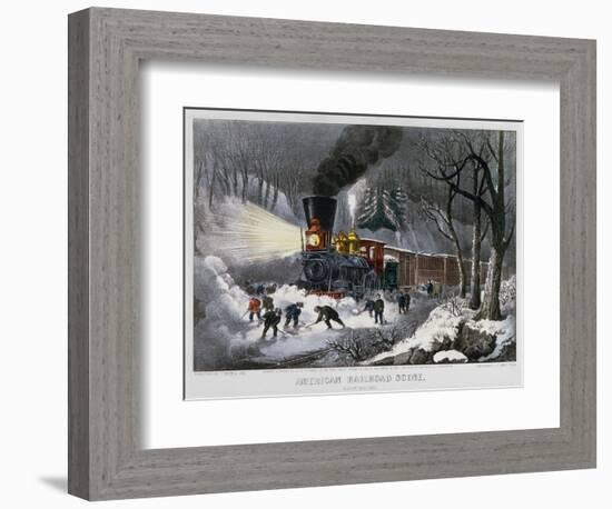 Railroad Snow Scene, 1872-Currier & Ives-Framed Giclee Print