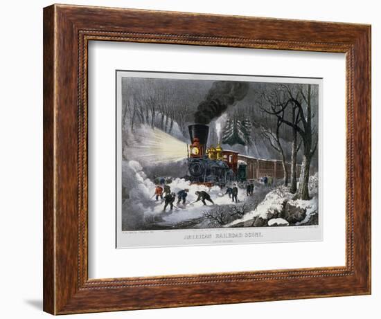 Railroad Snow Scene, 1872-Currier & Ives-Framed Giclee Print