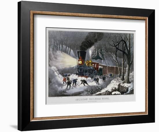 Railroad Snow Scene, 1872-Currier & Ives-Framed Giclee Print