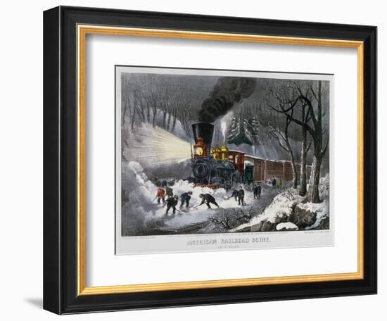 Railroad Snow Scene, 1872-Currier & Ives-Framed Giclee Print