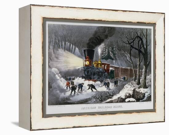 Railroad Snow Scene, 1872-Currier & Ives-Framed Premier Image Canvas