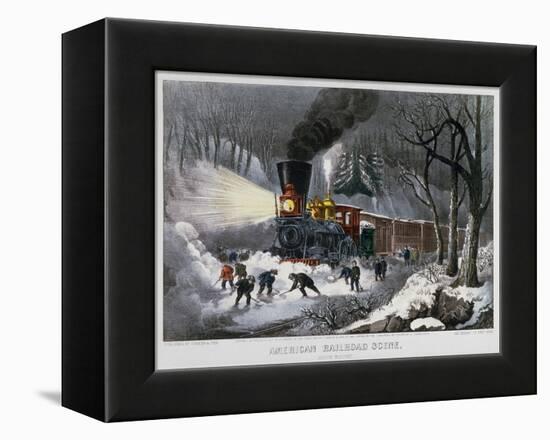 Railroad Snow Scene, 1872-Currier & Ives-Framed Premier Image Canvas