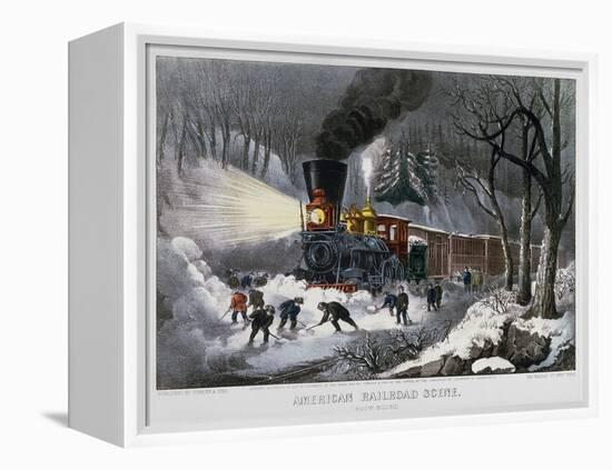 Railroad Snow Scene, 1872-Currier & Ives-Framed Premier Image Canvas