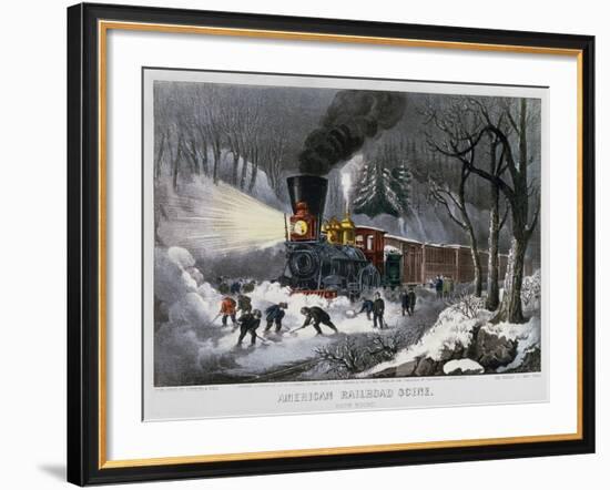 Railroad Snow Scene, 1872-Currier & Ives-Framed Giclee Print