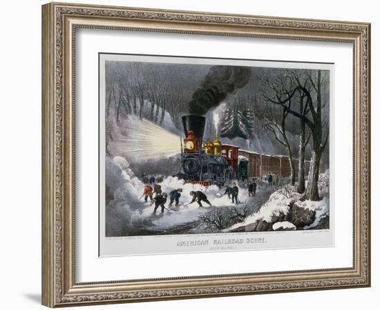 Railroad Snow Scene, 1872-Currier & Ives-Framed Giclee Print