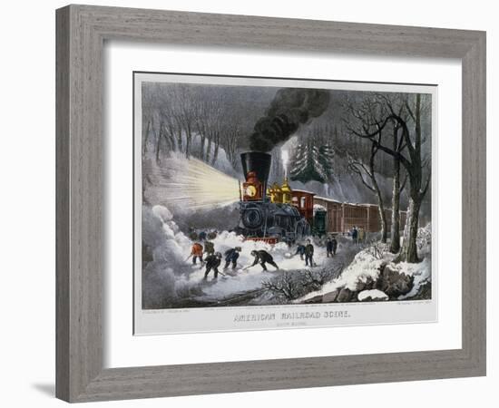 Railroad Snow Scene, 1872-Currier & Ives-Framed Giclee Print