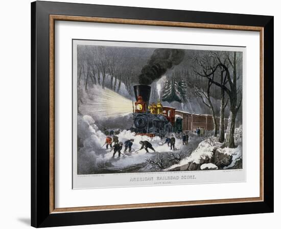 Railroad Snow Scene, 1872-Currier & Ives-Framed Giclee Print