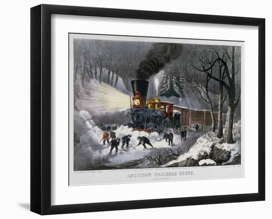 Railroad Snow Scene, 1872-Currier & Ives-Framed Giclee Print