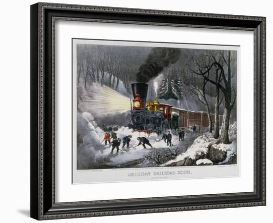 Railroad Snow Scene, 1872-Currier & Ives-Framed Giclee Print