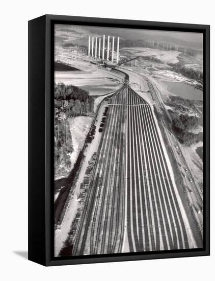 Railroad Tracks Leading to World's Biggest Coal-Fueled Generating Plant, under Construction by TVA-Margaret Bourke-White-Framed Premier Image Canvas