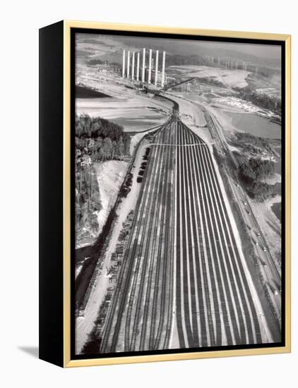 Railroad Tracks Leading to World's Biggest Coal-Fueled Generating Plant, under Construction by TVA-Margaret Bourke-White-Framed Premier Image Canvas