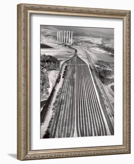 Railroad Tracks Leading to World's Biggest Coal-Fueled Generating Plant, under Construction by TVA-Margaret Bourke-White-Framed Photographic Print