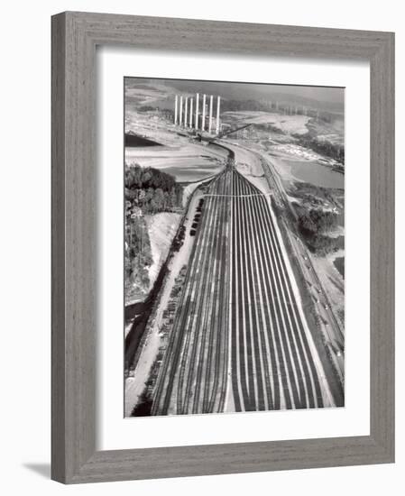 Railroad Tracks Leading to World's Biggest Coal-Fueled Generating Plant, under Construction by TVA-Margaret Bourke-White-Framed Photographic Print