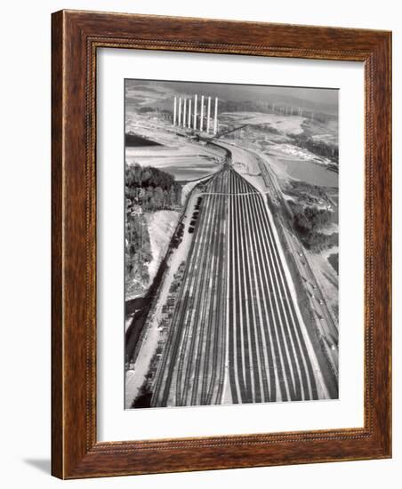 Railroad Tracks Leading to World's Biggest Coal-Fueled Generating Plant, under Construction by TVA-Margaret Bourke-White-Framed Photographic Print