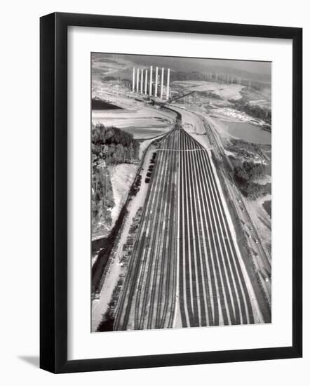 Railroad Tracks Leading to World's Biggest Coal-Fueled Generating Plant, under Construction by TVA-Margaret Bourke-White-Framed Photographic Print