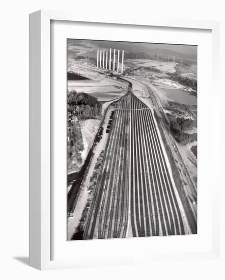 Railroad Tracks Leading to World's Biggest Coal-Fueled Generating Plant, under Construction by TVA-Margaret Bourke-White-Framed Photographic Print