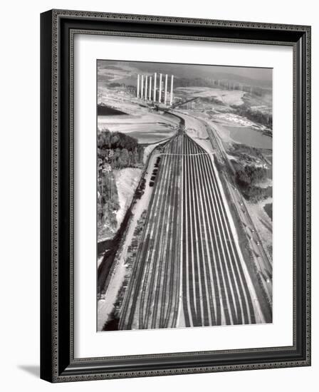 Railroad Tracks Leading to World's Biggest Coal-Fueled Generating Plant, under Construction by TVA-Margaret Bourke-White-Framed Photographic Print