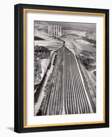 Railroad Tracks Leading to World's Biggest Coal-Fueled Generating Plant, under Construction by TVA-Margaret Bourke-White-Framed Photographic Print