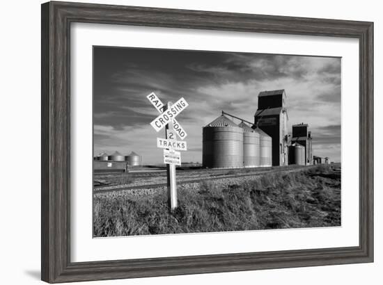 Railroad with Large Grain Stores-Rip Smith-Framed Photographic Print