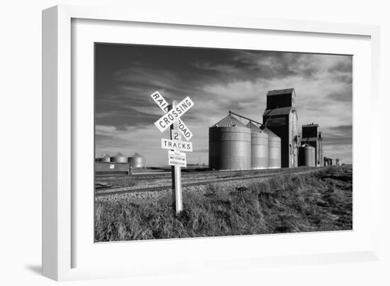 Railroad with Large Grain Stores-Rip Smith-Framed Photographic Print