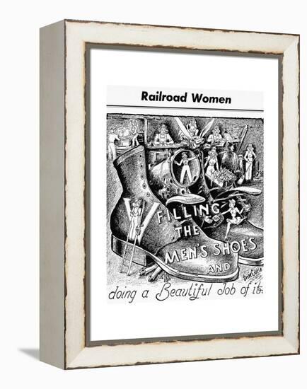 Railroad Women, Filling the Men's Shoes and Doing a Beautiful Job-Steve Little-Framed Premier Image Canvas