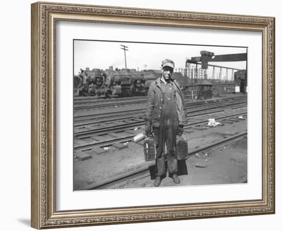 Railroad Worker, C.1900 (B/W Photo)-American Photographer-Framed Giclee Print