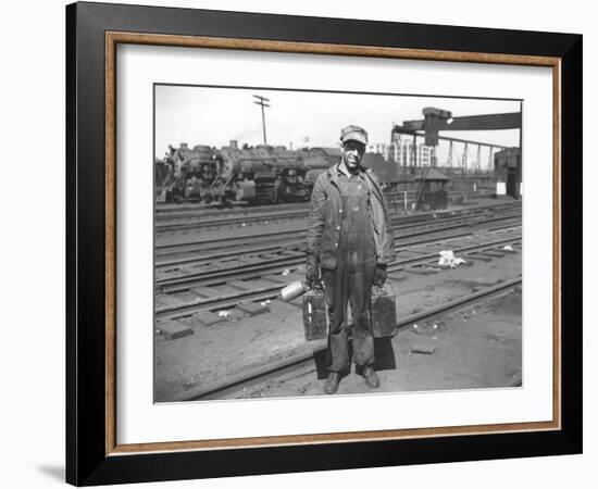 Railroad Worker, C.1900 (B/W Photo)-American Photographer-Framed Giclee Print