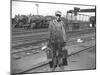 Railroad Worker, C.1900 (B/W Photo)-American Photographer-Mounted Giclee Print