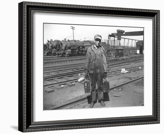 Railroad Worker, C.1900 (B/W Photo)-American Photographer-Framed Giclee Print