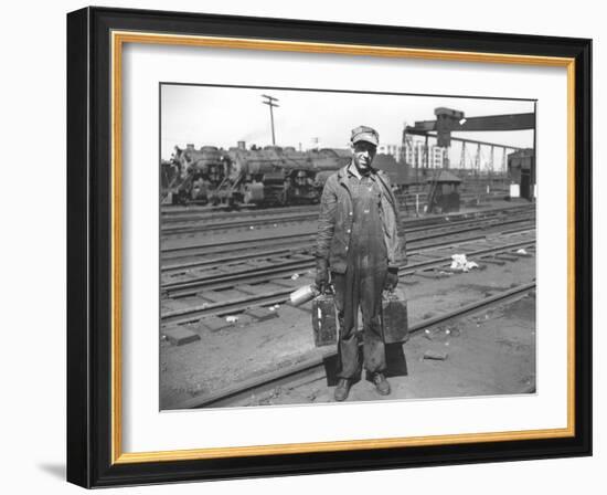 Railroad Worker, C.1900 (B/W Photo)-American Photographer-Framed Giclee Print