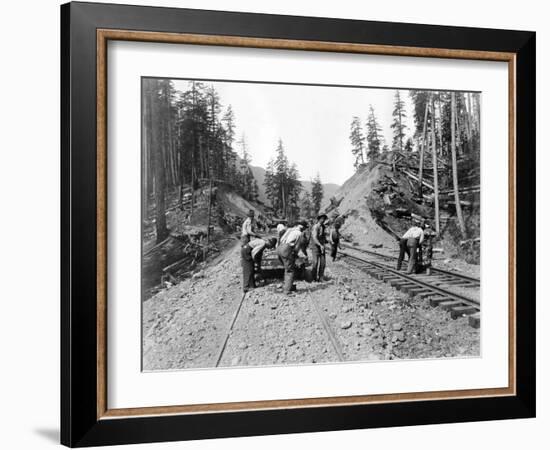 Railroad Workers, Circa 1919-Asahel Curtis-Framed Giclee Print