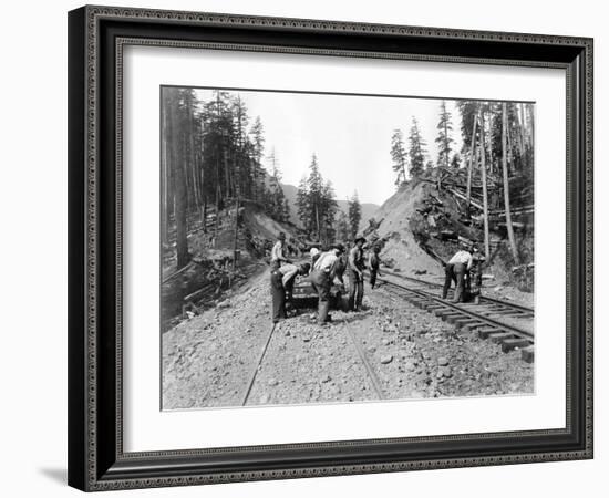 Railroad Workers, Circa 1919-Asahel Curtis-Framed Giclee Print