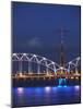 Railway Bridge across Daugava River with Tv Tower in Background, Riga, Latvia-Ian Trower-Mounted Photographic Print